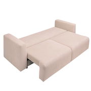 Beiges Funktionssofa PONTE in ausgeklappter Position, seitliche Perspektive