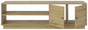 TV-Lowboard aus Holz in Frontansicht mit offenen Türen und Regalfächern