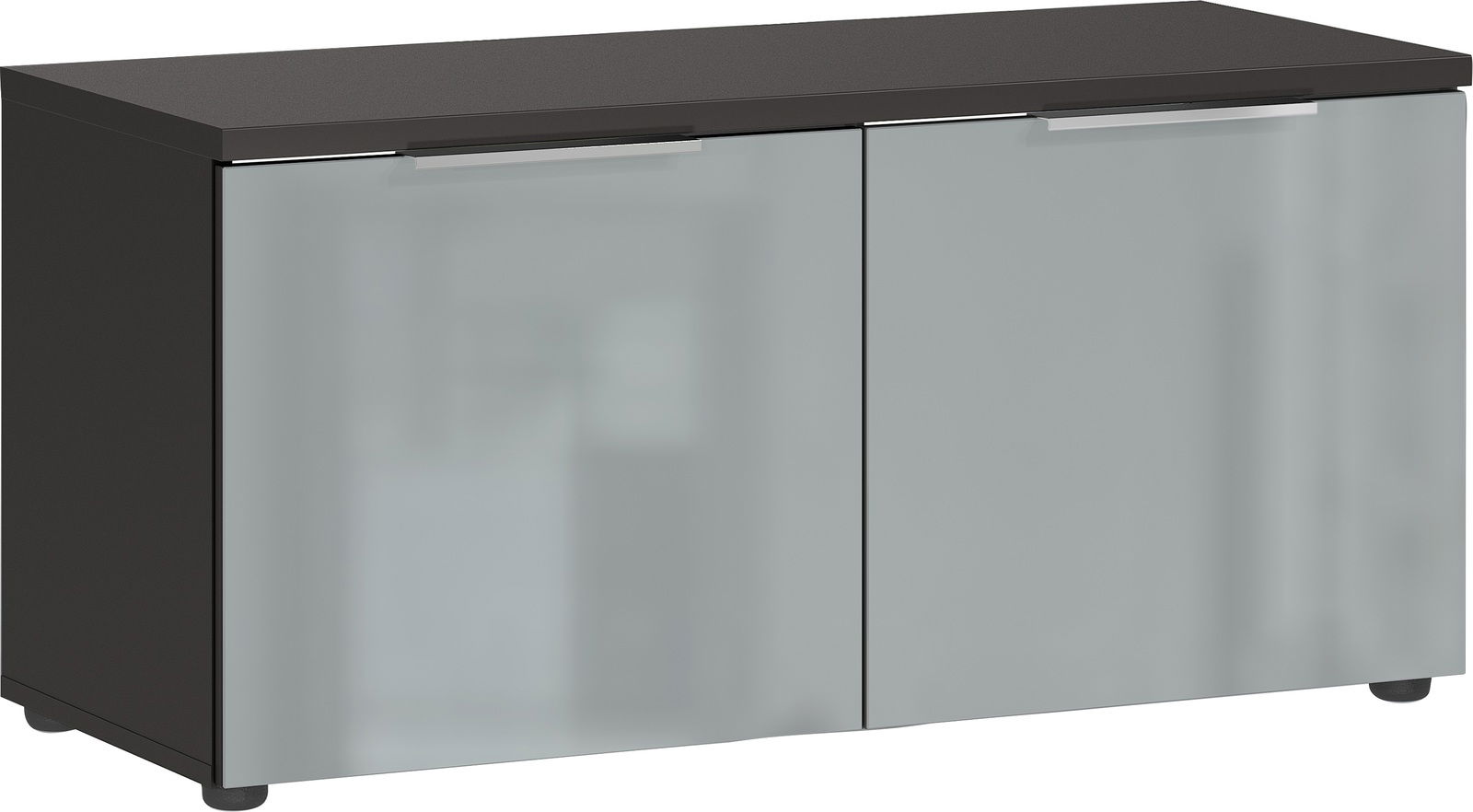 Schuhbank mit zwei Türen in moderner Optik, seitliche Perspektive