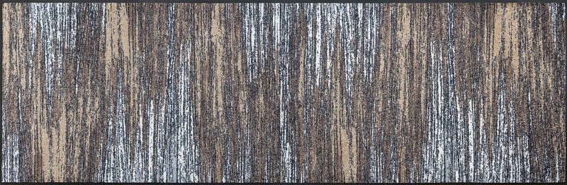 Fußmatte Scratchy beige mit gestreiftem Muster in Beige- und Grautönen, Draufsicht