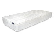 Taschenfederkernmatratze in seitlicher Perspektive, weiß, mit gestepptem Oberflächenmuster