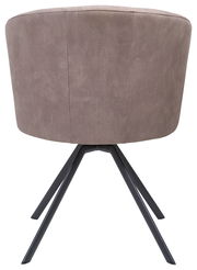 Rückansicht eines Venjakob Sessels ELINA mit braunem Stoffbezug und schwarzen Metallbeinen