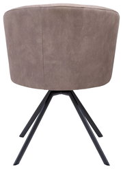 Rückansicht eines Venjakob Sessels ELINA mit braunem Stoffbezug und schwarzen Metallbeinen