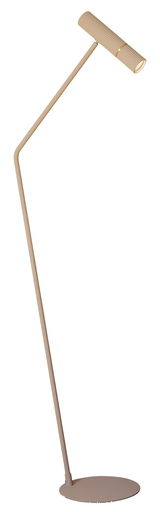 Moderne Stehleuchte CAMINIA in Beige mit schlankem, gebogenem Design, seitliche Perspektive