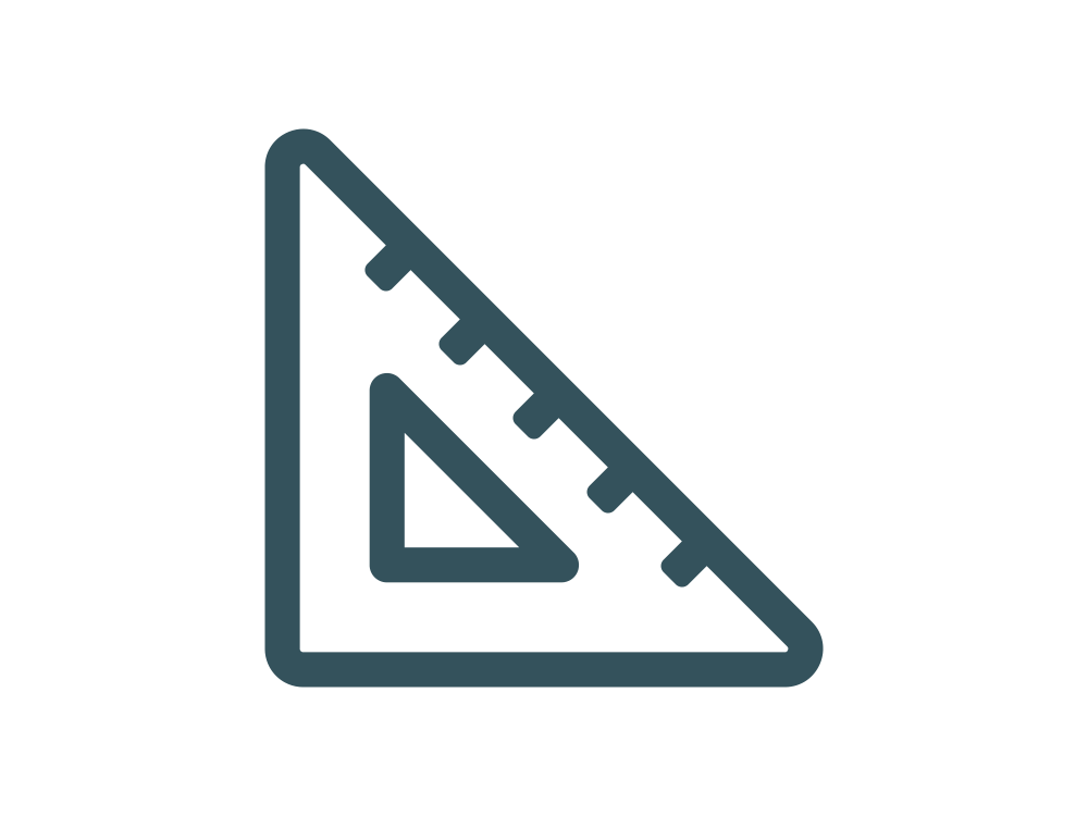 Pictogram: geodriehoek met maatlijnen