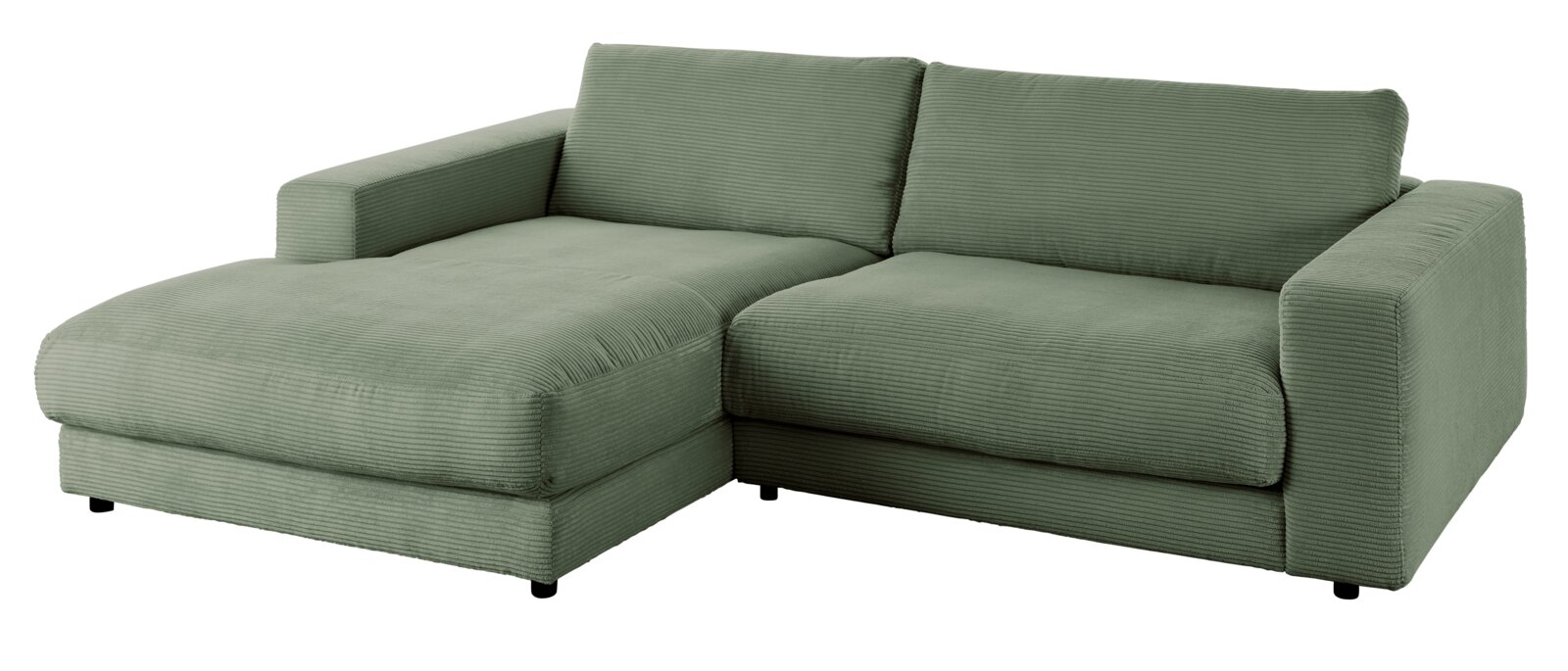 Grüne Longchairkombination aus Cordstoff, Perspektive von vorne links