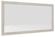 Rechteckiger Wandspiegel mit hellem Holzrahmen, seitliche Perspektive