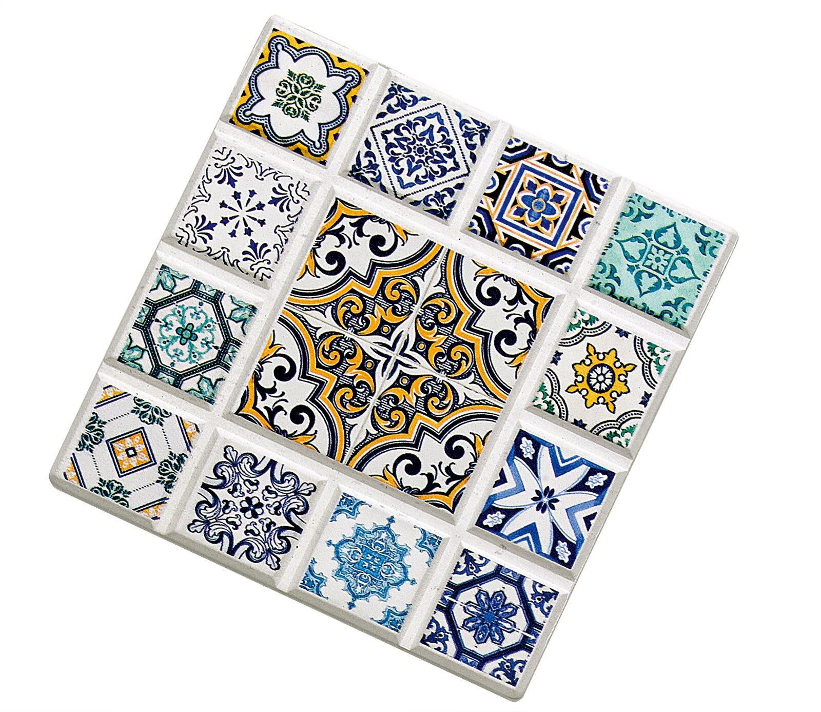 Zassenhaus Untersetzer MARRAKESCH Untersetzer MARRAKESCH Raute mit buntem Mosaikmuster, schräg von oben fotografiert