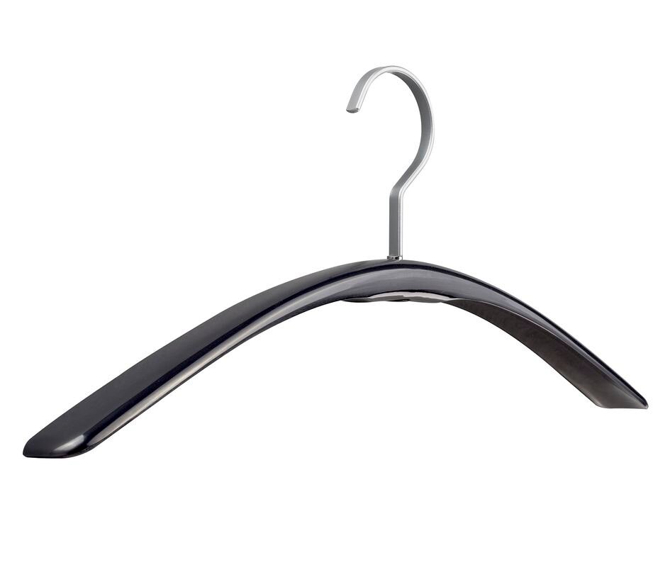 Moderner Garderobenbügel aus Metall in seitlicher Perspektive