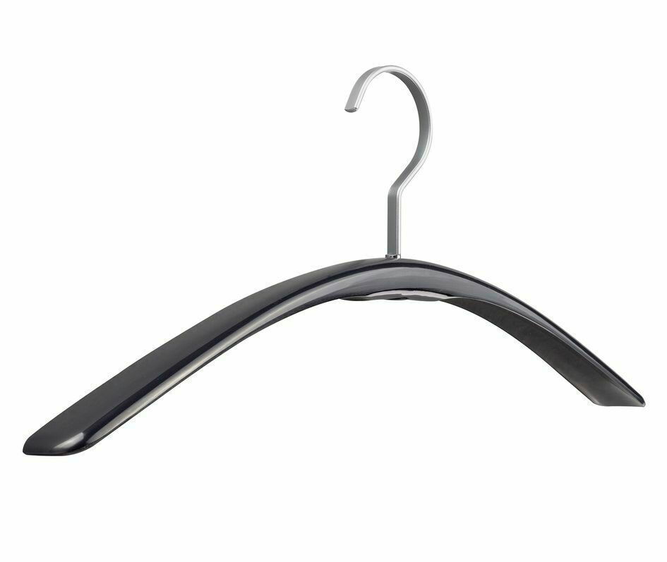 Moderner Garderobenbügel aus Metall in seitlicher Perspektive
