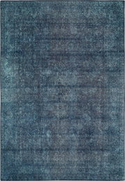 Blauer Teppich mit subtilen Mustern, Draufsicht