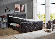 Boxbett mit Stauraum in modernem Schlafzimmer, seitliche Perspektive