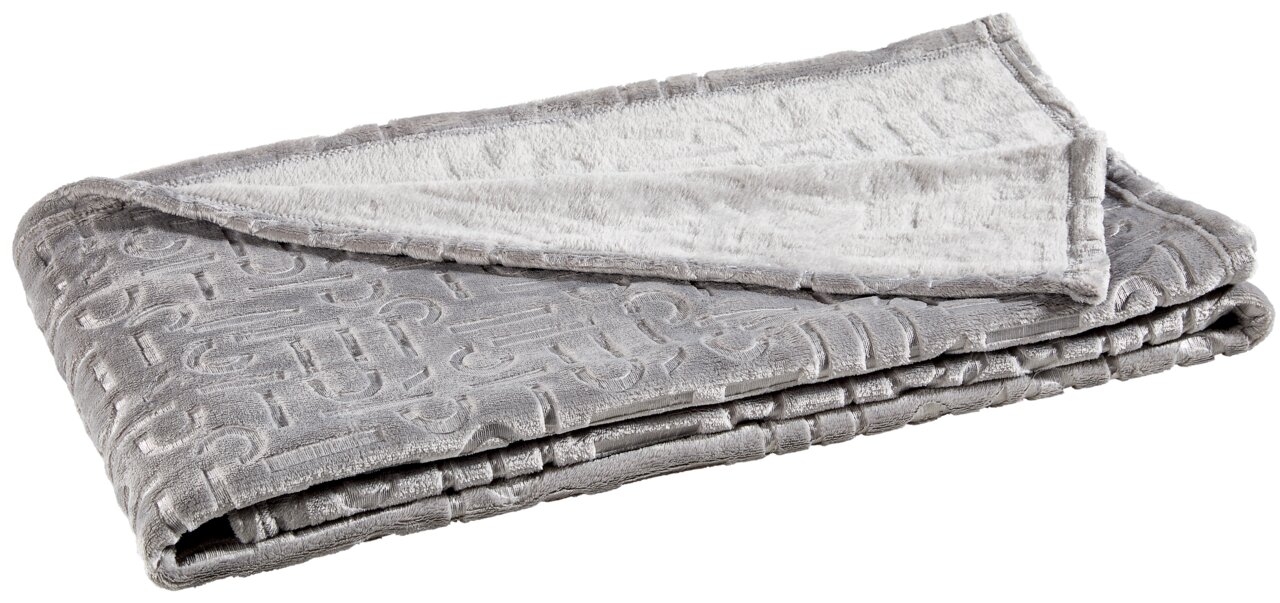 Esprit Plaid E-SCATTER Graues Plaid mit geprägtem Muster, gefaltet und von der Seite fotografiert