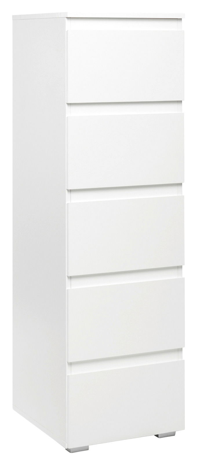 Z2 Kommode IMAGE Weiße Kommode mit fünf Schubladen, seitliche Perspektive