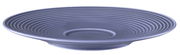 Große Kombi-Untertasse 16,5 cm in seitlicher Perspektive, mit konzentrischen Rillen und blauer Farbe.