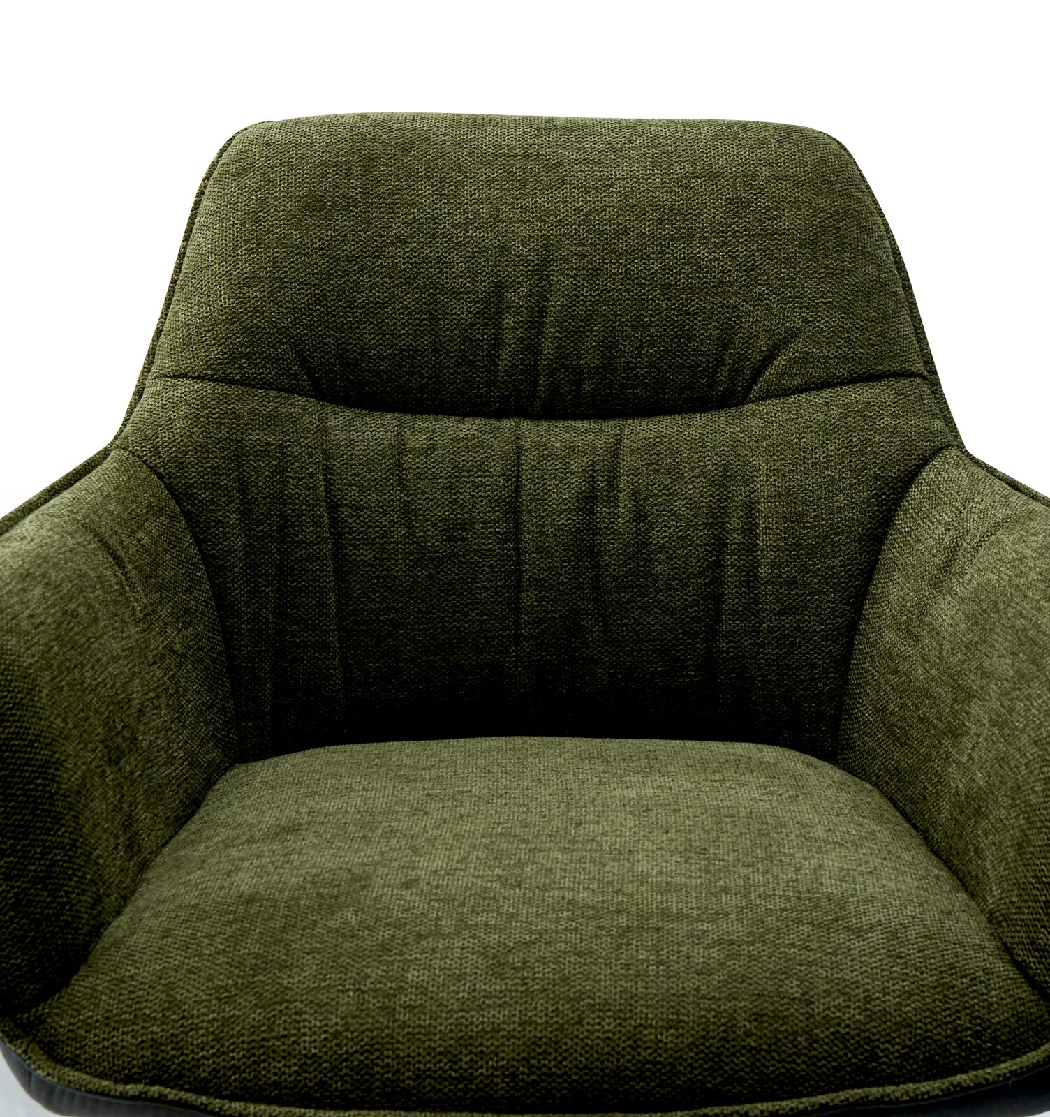 Grüner Sessel aus Stoff, Vorderansicht