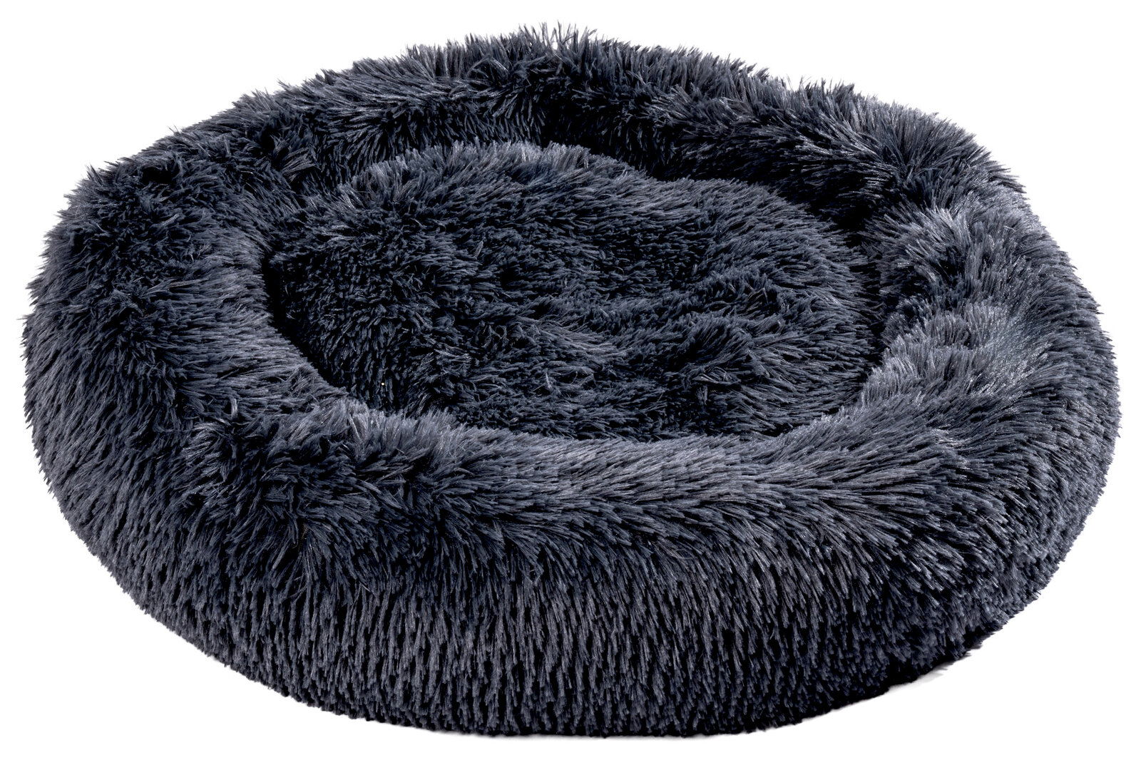 StepOne Hundebett rund S DONUT Ø70cm Rundes, flauschiges Hundebett in Dunkelgrau, seitliche Perspektive