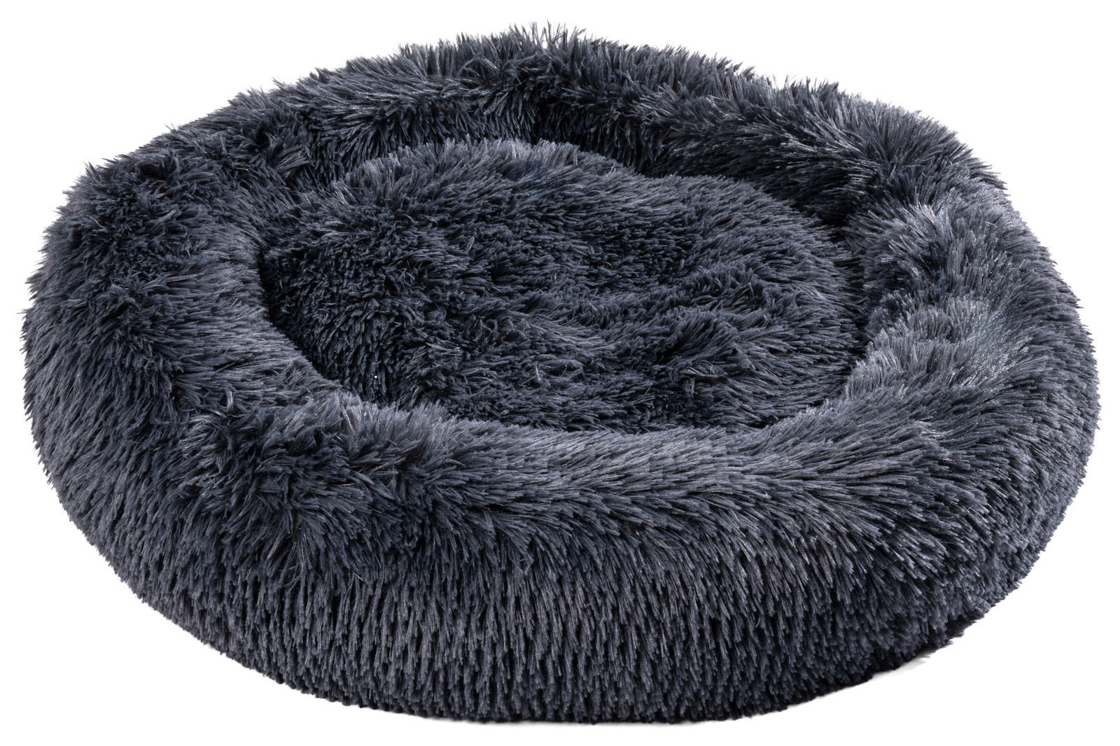 StepOne Hundebett rund S DONUT Ø70cm Rundes, flauschiges Hundebett in Dunkelgrau, seitliche Perspektive