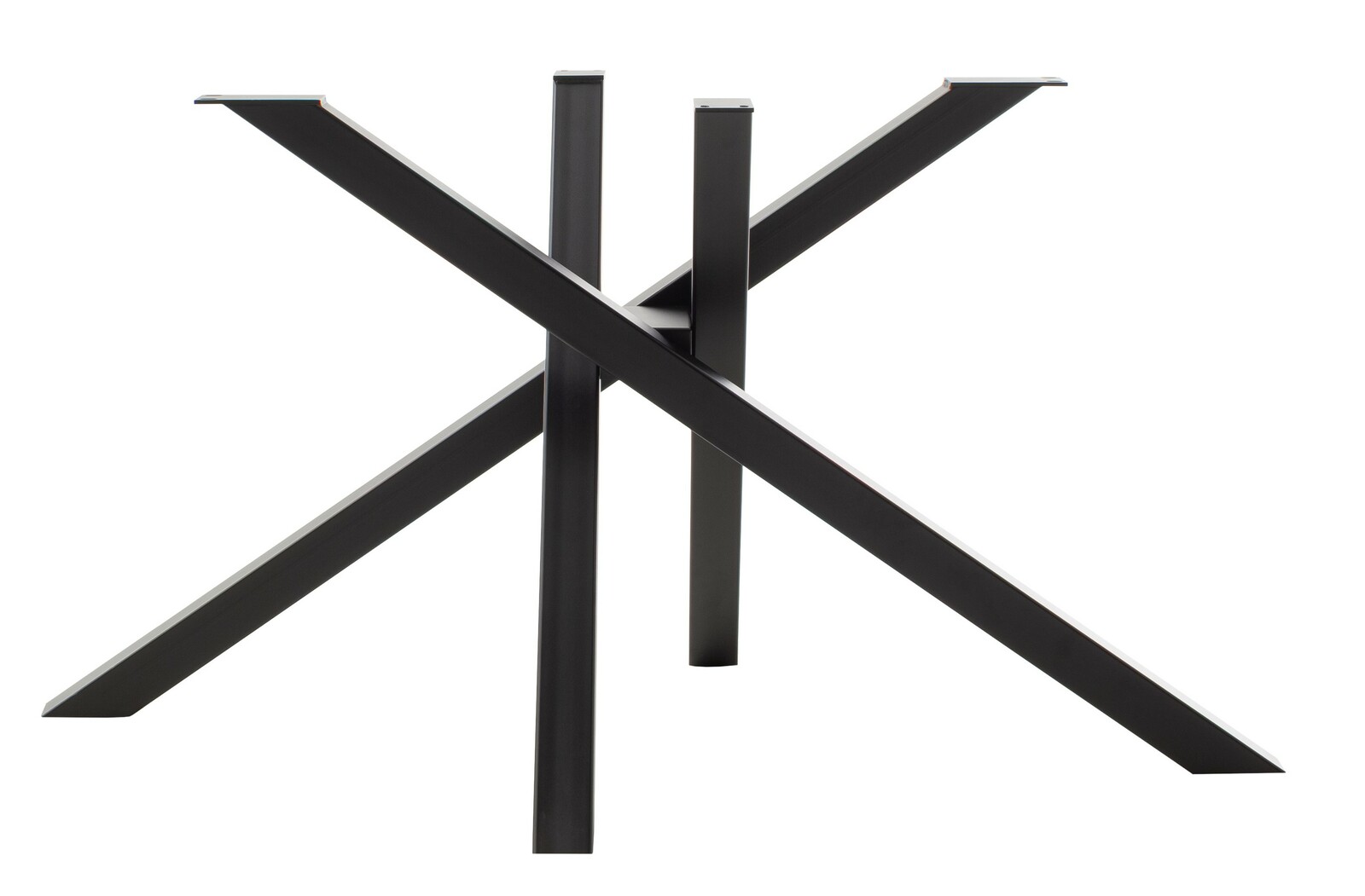 Schwarzes Tischgestell in X-Form, seitliche Perspektive