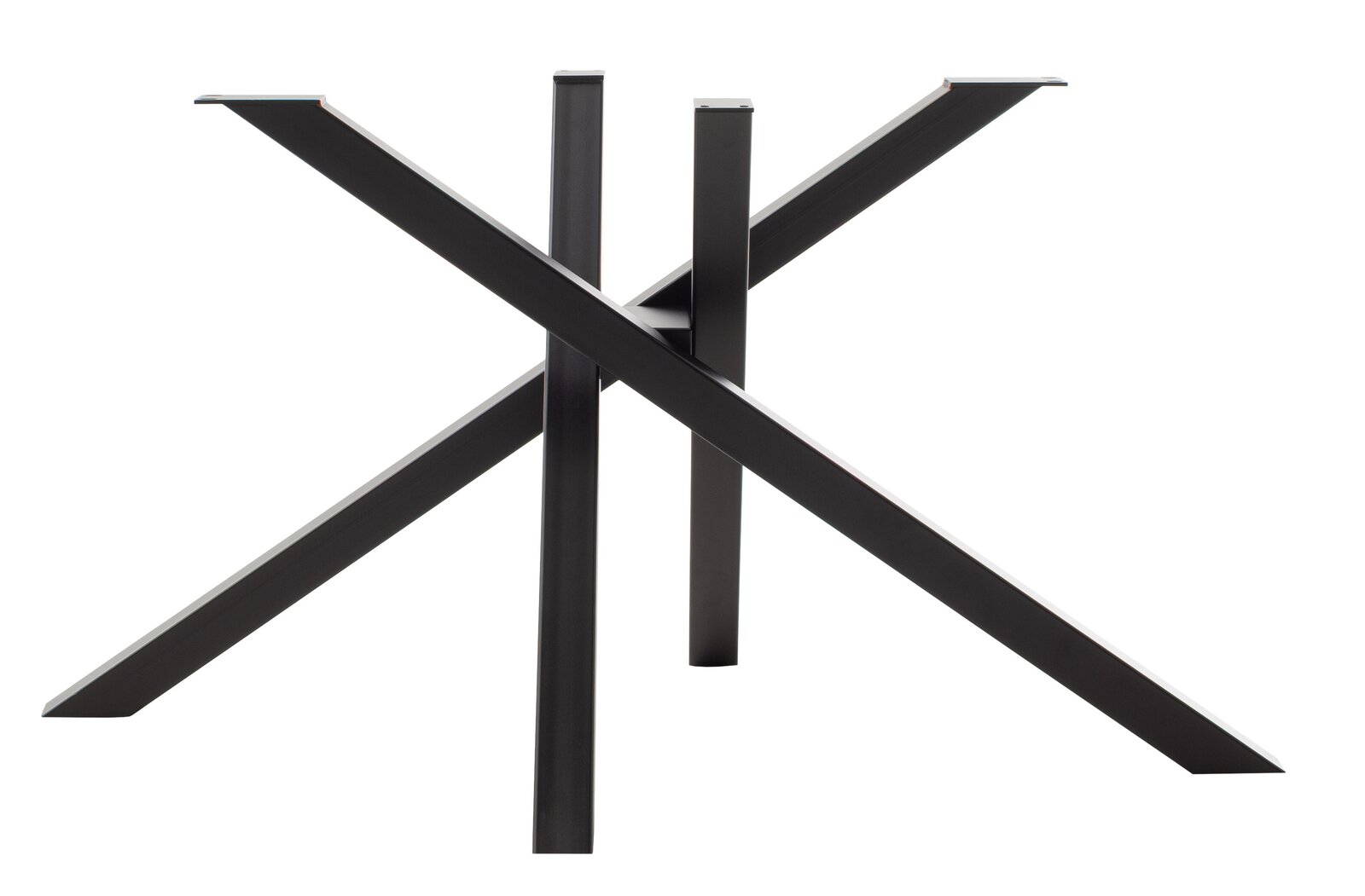 Schwarzes Tischgestell in X-Form, seitliche Perspektive