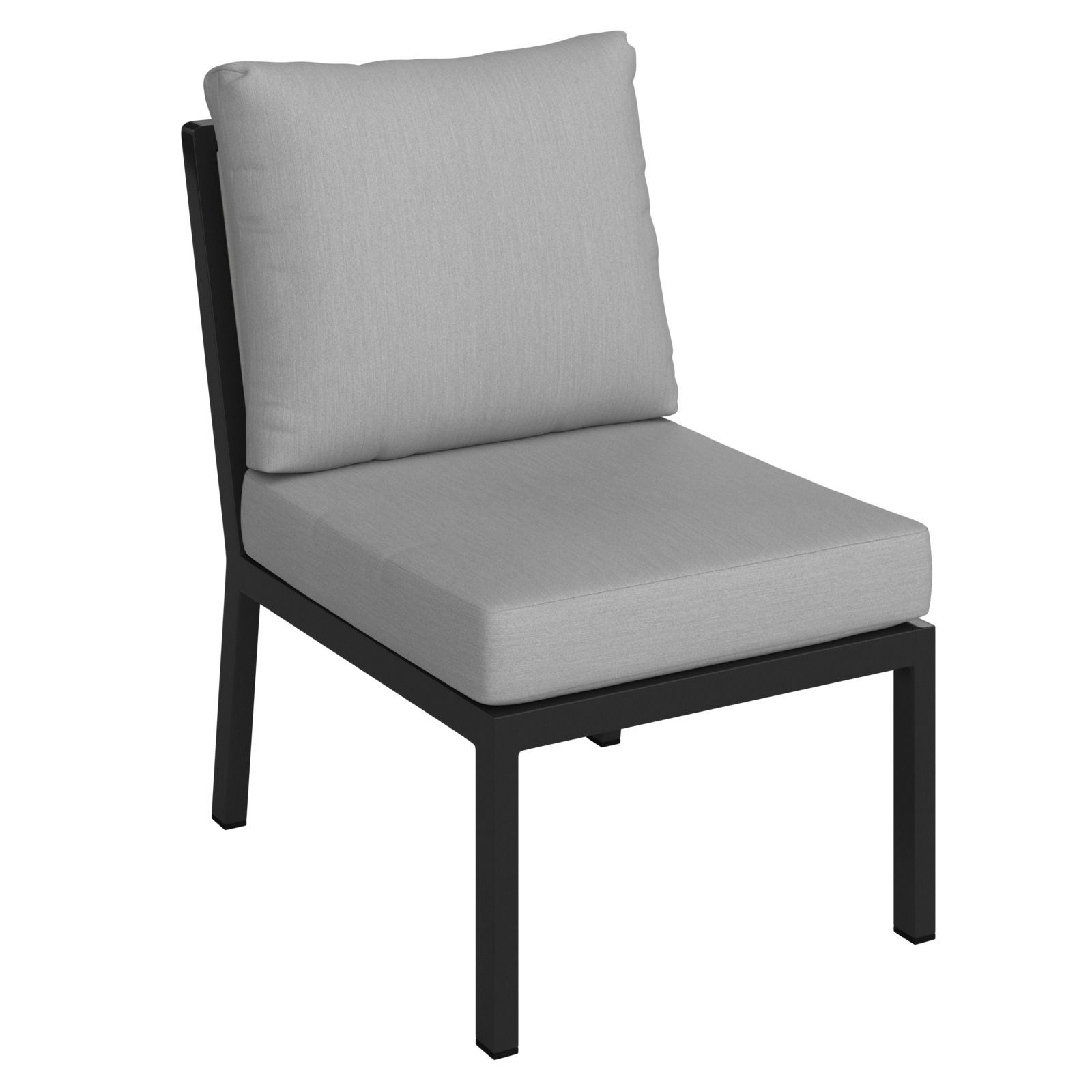 Lounge-Mittelteil mit grauem Kissen, seitliche Perspektive