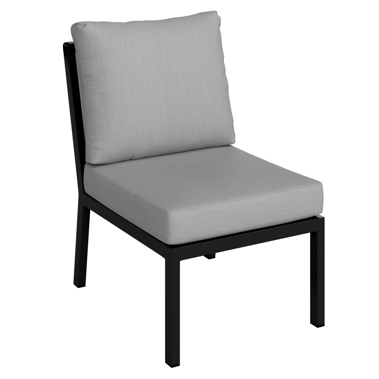 Lounge-Mittelteil mit grauem Kissen, seitliche Perspektive