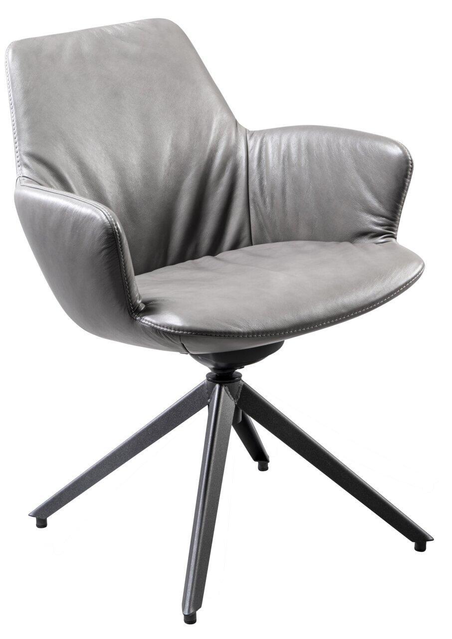 Plantagie Armlehnstuhl MAPLE Grauer Armlehnstuhl mit modernem Design, seitliche Perspektive