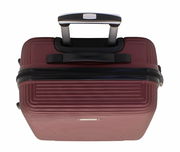 Burgunderfarbener Trolley, 60 cm, aus der Vogelperspektive mit ausgezogenem Griff.