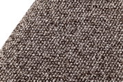 Nahaufnahme/Detailansicht von grob gewebtem Polsterstoff in melierter Optik (Braun, Beige und Weiß), schräg von oben fotografiert