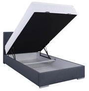 Boxbett 120 mit geöffnetem Stauraum, seitliche Perspektive