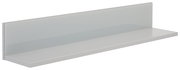 Modernes Wandregal mit grauer Rückwand und schlichtem Design, seitliche Perspektive