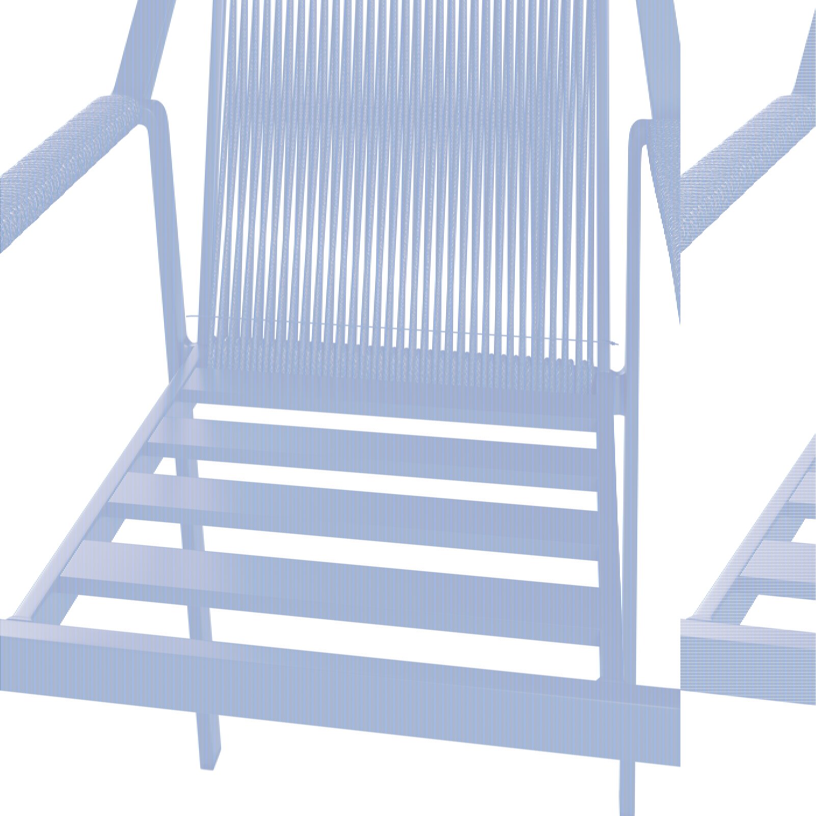 Nahaufnahme eines Gartensessels mit Metallrahmen und geflochtenen Armlehnen, von vorne betrachtet.