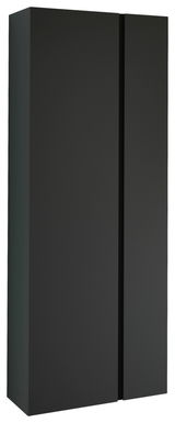 Schwarzer Hänge-Garderobenschrank mit zwei Türen, seitliche Perspektive