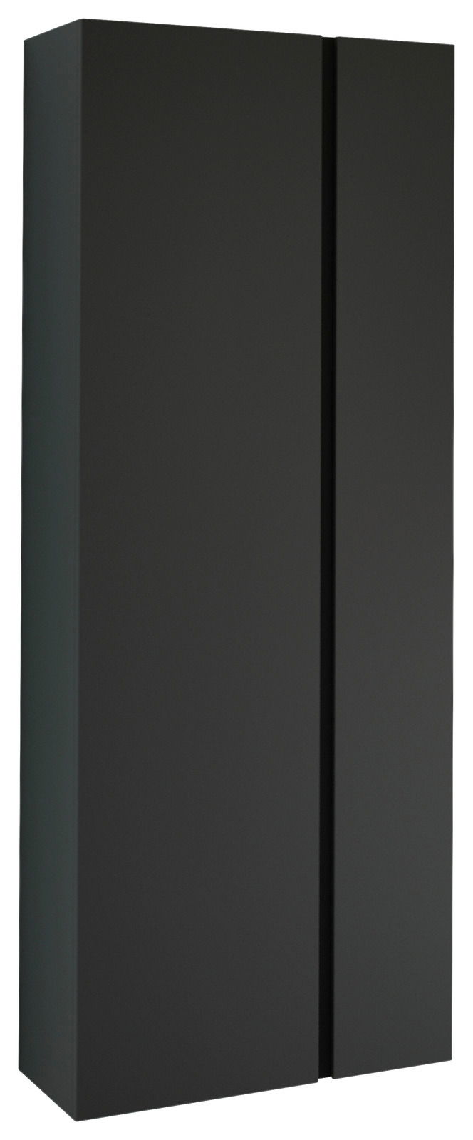 Moderano Hänge-Garderobenschrank LECCO Schwarzer Hänge-Garderobenschrank mit zwei Türen, seitliche Perspektive