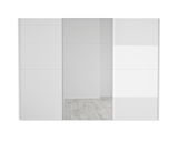 Moderner weißer Schwebetürenschrank mit Spiegel in Frontalansicht