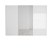 Moderner weißer Schwebetürenschrank mit Spiegel in Frontalansicht