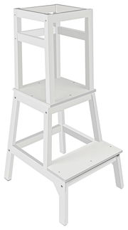 Weißer Lernturm aus Holz, seitliche Perspektive