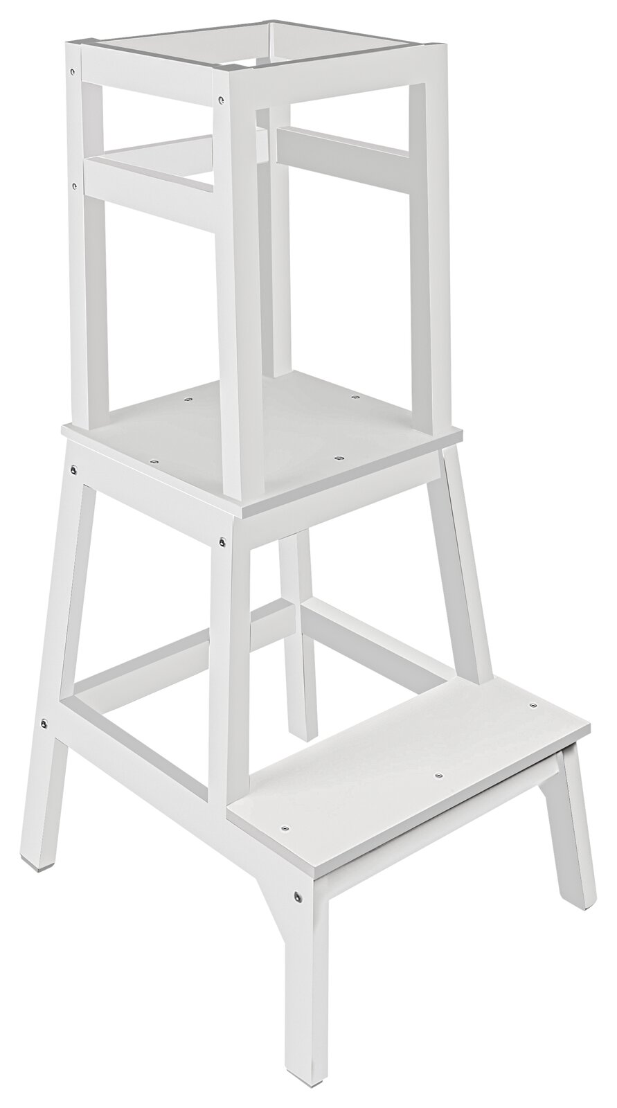 MyBaby Lernturm TOWER Weißer Lernturm aus Holz, seitliche Perspektive