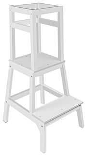 Weißer Lernturm aus Holz, seitliche Perspektive