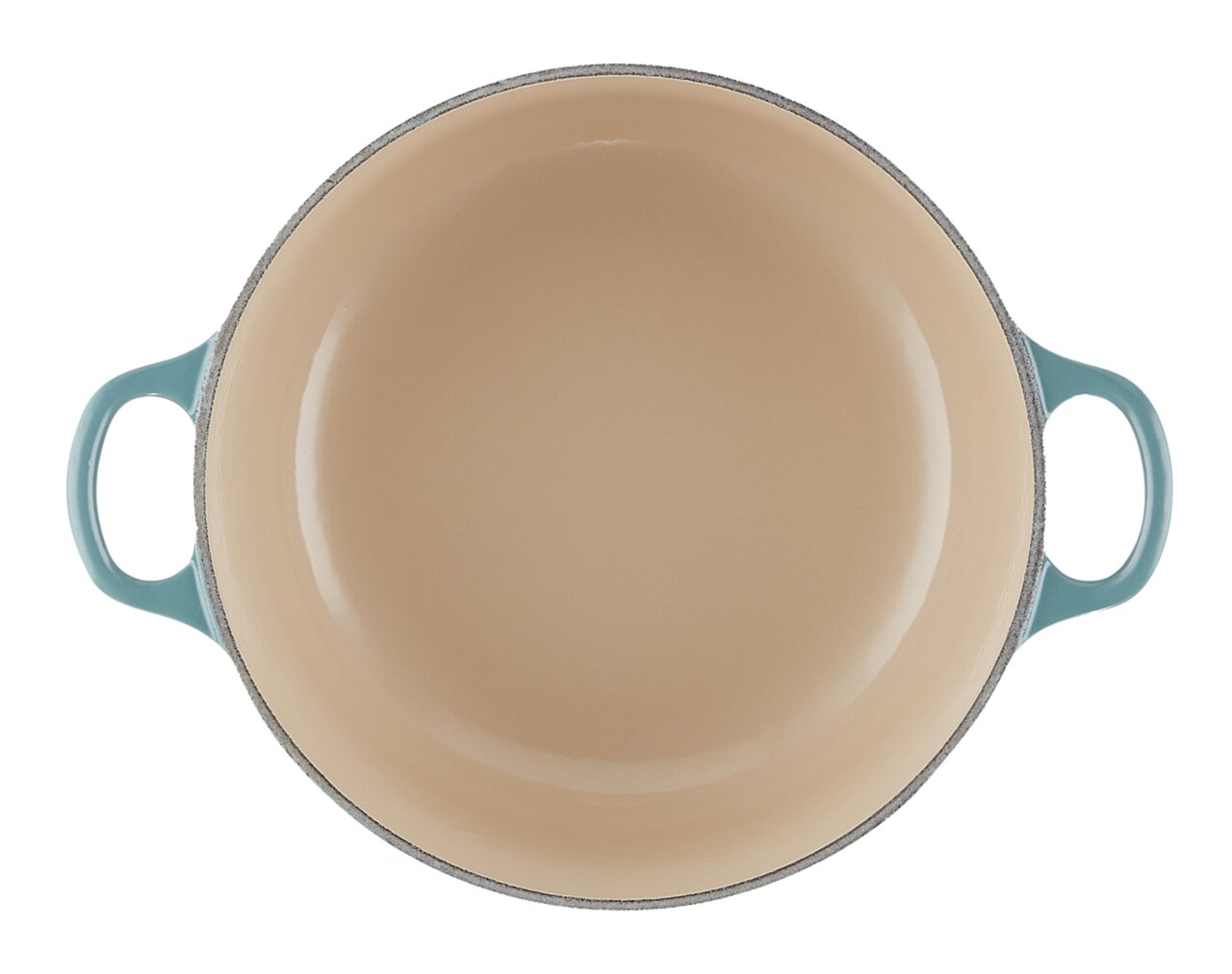 Bräter 20cm Ocean, Draufsicht, beige Innenfläche mit blauen Griffen