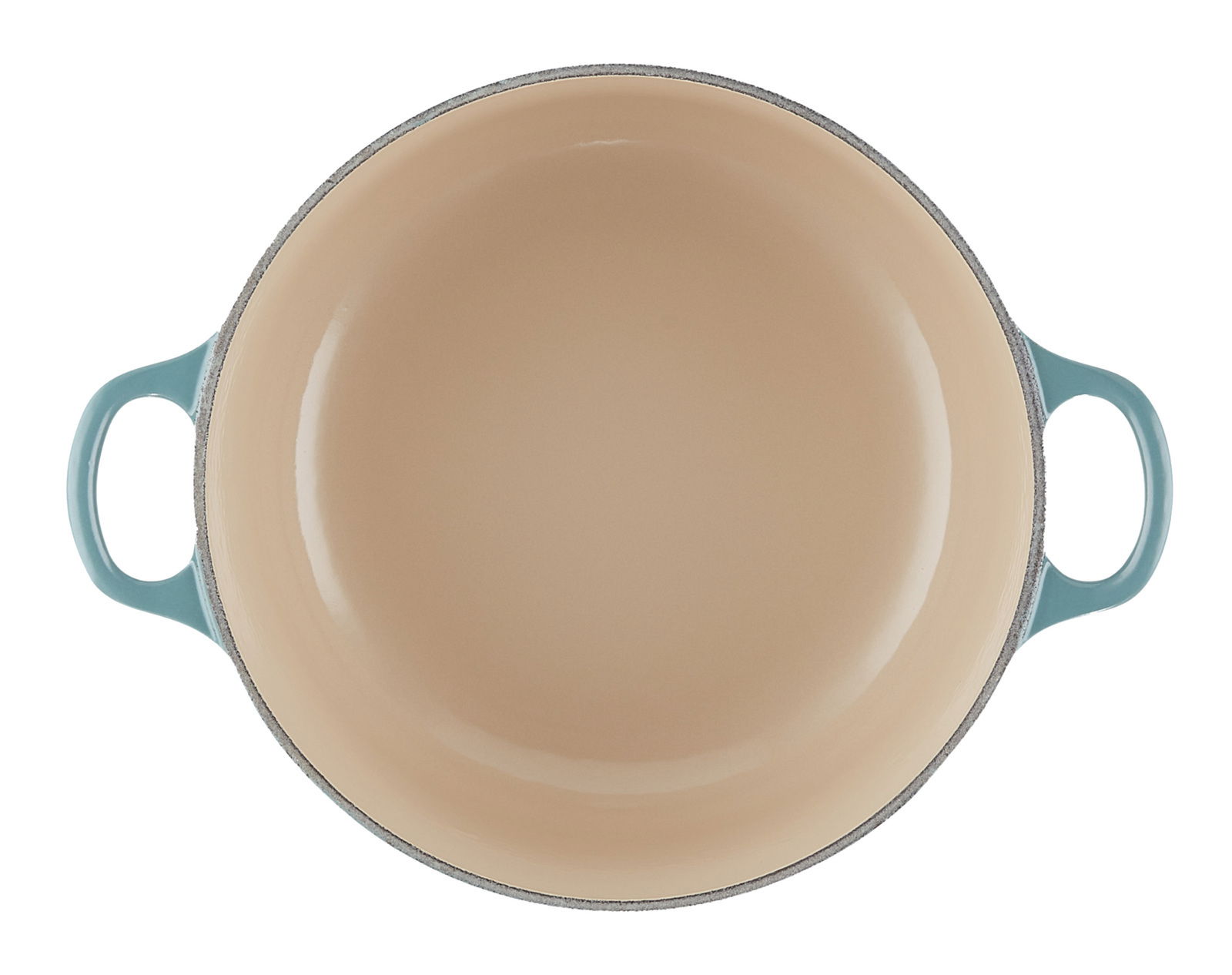 Bräter 20cm Ocean, Draufsicht, beige Innenfläche mit blauen Griffen