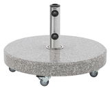 Granit-Sonnenschirmständer mit Rollen, seitliche Perspektive