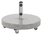 Granit-Sonnenschirmständer mit Rollen, seitliche Perspektive