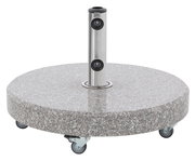 Granit-Sonnenschirmständer mit Rollen, seitliche Perspektive