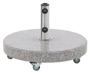 Granit-Sonnenschirmständer mit Rollen, seitliche Perspektive