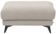 Rechteckiger Hocker in beige aus Stoff mit schwarzen Metallbeinen, Frontalansicht
