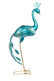 Dekorative Solarleuchte in Form eines Pfaus, seitliche Ansicht