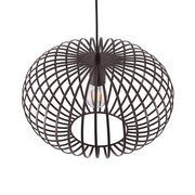 Moderne Hängeleuchte aus Metall mit offenem, kugelförmigem Design, von oben betrachtet.