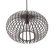 Moderne Hängeleuchte aus Metall mit offenem, kugelförmigem Design, von oben betrachtet.