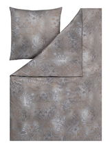 Bettwäsche-Set in Grau- und Goldtönen mit elegantem, floralem Muster, Draufsicht